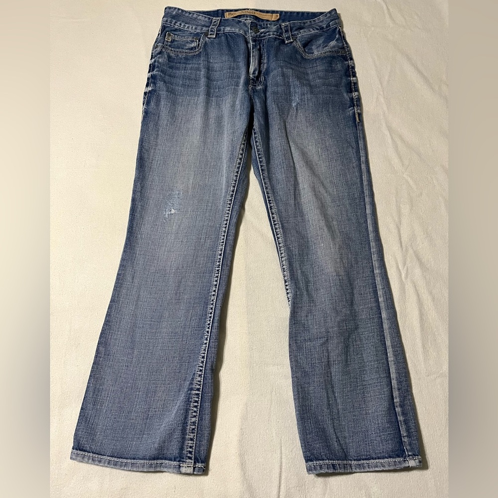 Rock & Roll Cowboy‎ Mens 33x29 Relaxed Bootcut Distressed Blue Jeans